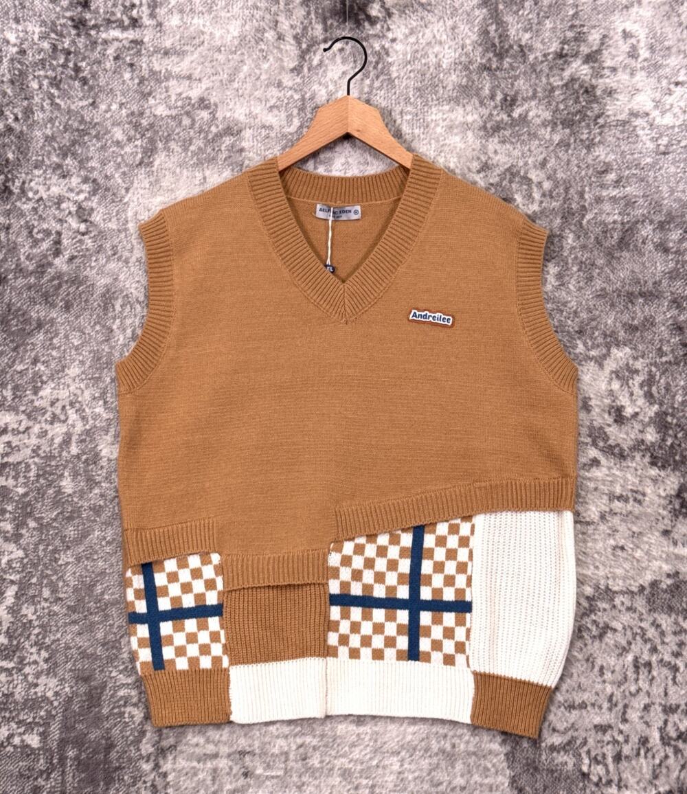 New Aelfric Eden Sweater Vest Medium Mens Patchwork Knit